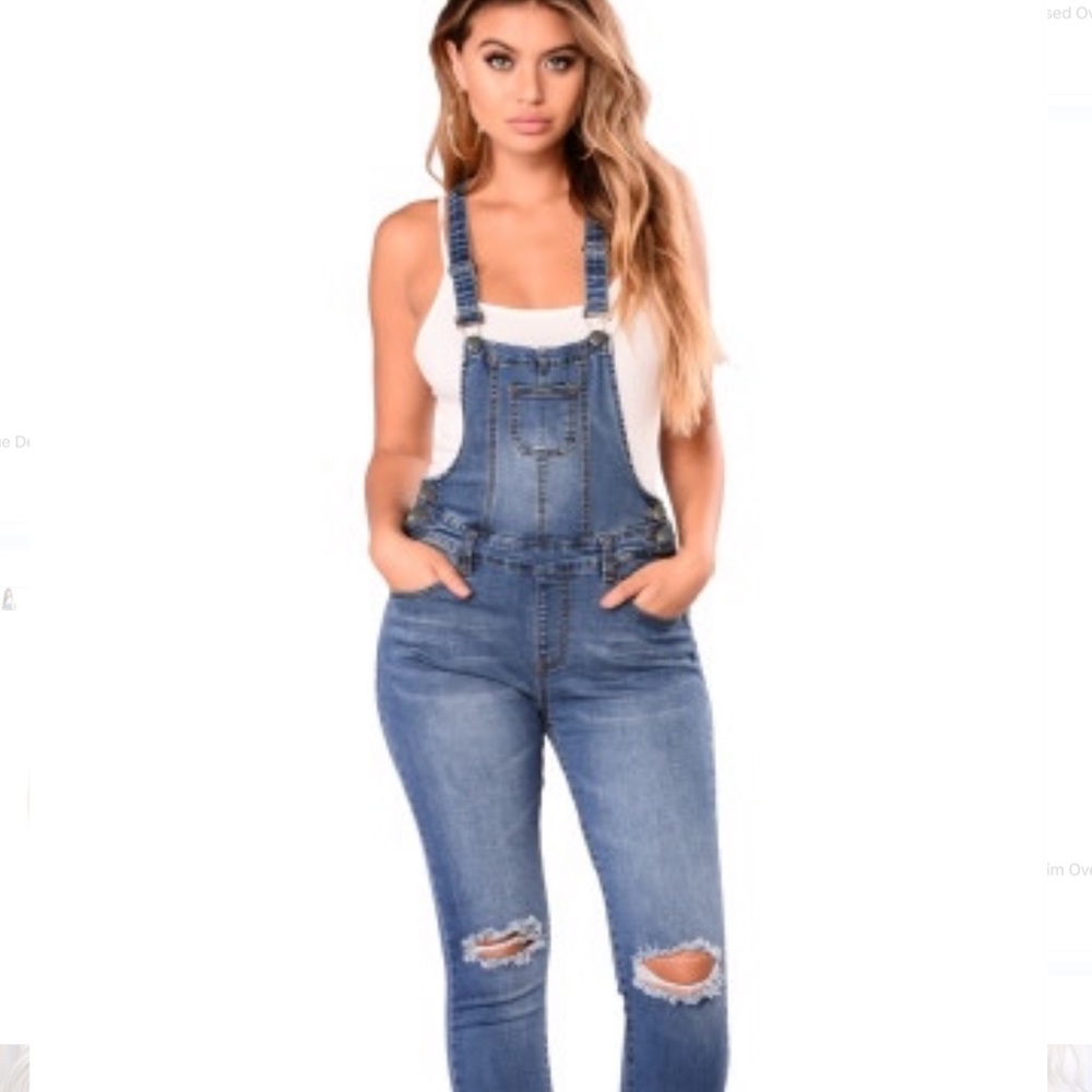 Hp!π NEW!! Distressed Denim overalls π - Picture 8 of 14